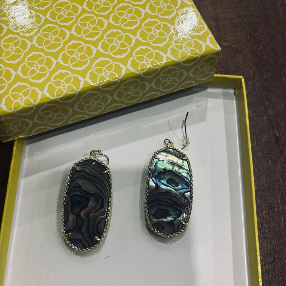 Kendra Scott Silver Earrings with Iridescent Blue Accents
